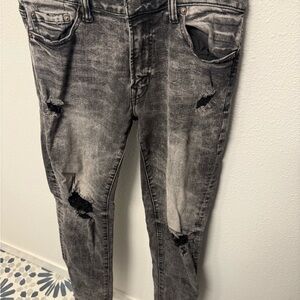 American Eagle Outfitters Gray Distressed Skinny Jeans